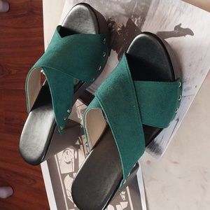 New, never worn. Chunky heel open toe clogs. Gorgeous. Size 11